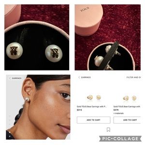 GOLD TOUS PEARL EARRINGS: The largest size available. Come with box! 😍